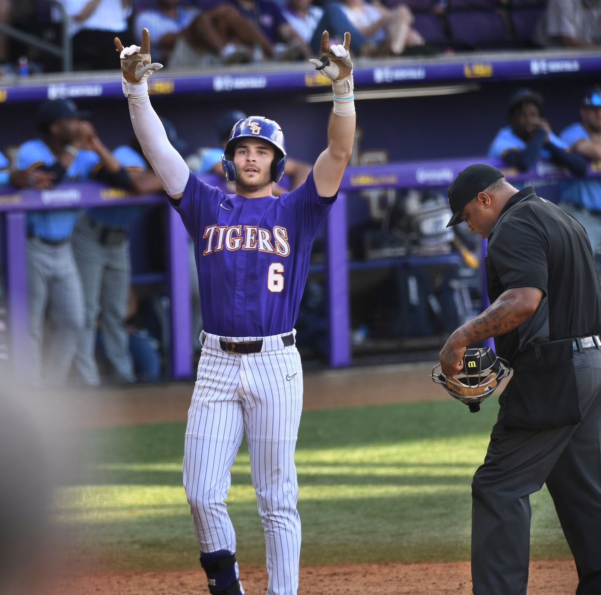 Advocate photos: LSU's Tre’ Morgan hit for the cycle, the first Tiger to do so since 2010, powering the top-ranked Tigers to an 18-4 baseball win over Southern University in Baton Rouge, La., Tues., Feb. 21, 2023. <a href="/LSUbaseball/">LSU Baseball</a> <a href="/theadvocatebr/">The Advocate</a>  theadvocate.com/baton_rouge/mu…