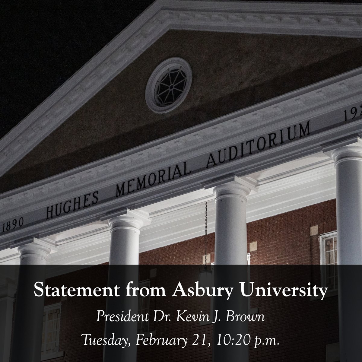 On February 8, 2023, Asbury University’s regularly scheduled chapel service never ended. Since then, we have experienced a current of immeasurable goodness flooding our community and quickly moving into other regions of the world.

Read more on asbury.edu/outpouring.