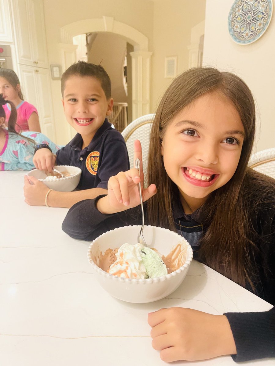 Lent starts tomorrow. 
The kids’ Catholic school served pancakes w/ whipped cream & sprinkles for lunch. And tonight after dinner, I made their favorite dessert - Banana splits.  
#FatTuesday #CatholicLife