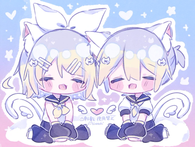 ごきげんなねこみね(̳^_  ̫ _ ^ ̳)#猫の日 #にゃんにゃんにゃんの日 #鏡音リン #鏡音レン 