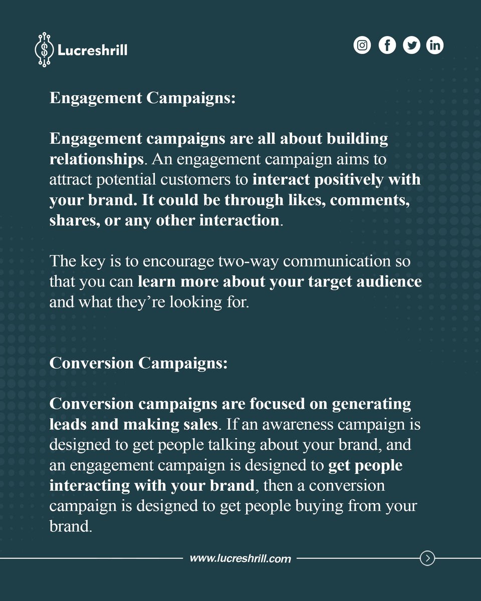 lucreshrill's tweet photo. Types of Social Media Marketing Campaigns

#businesstechnology #socialmediamarketing #strategy #lucreshrill #businessmarketing #customerexperience #customersupport #adsexpert #adsmanagement #realtimesupport #campaignstrategy #campaign https://t.co/Qac67zrA6X