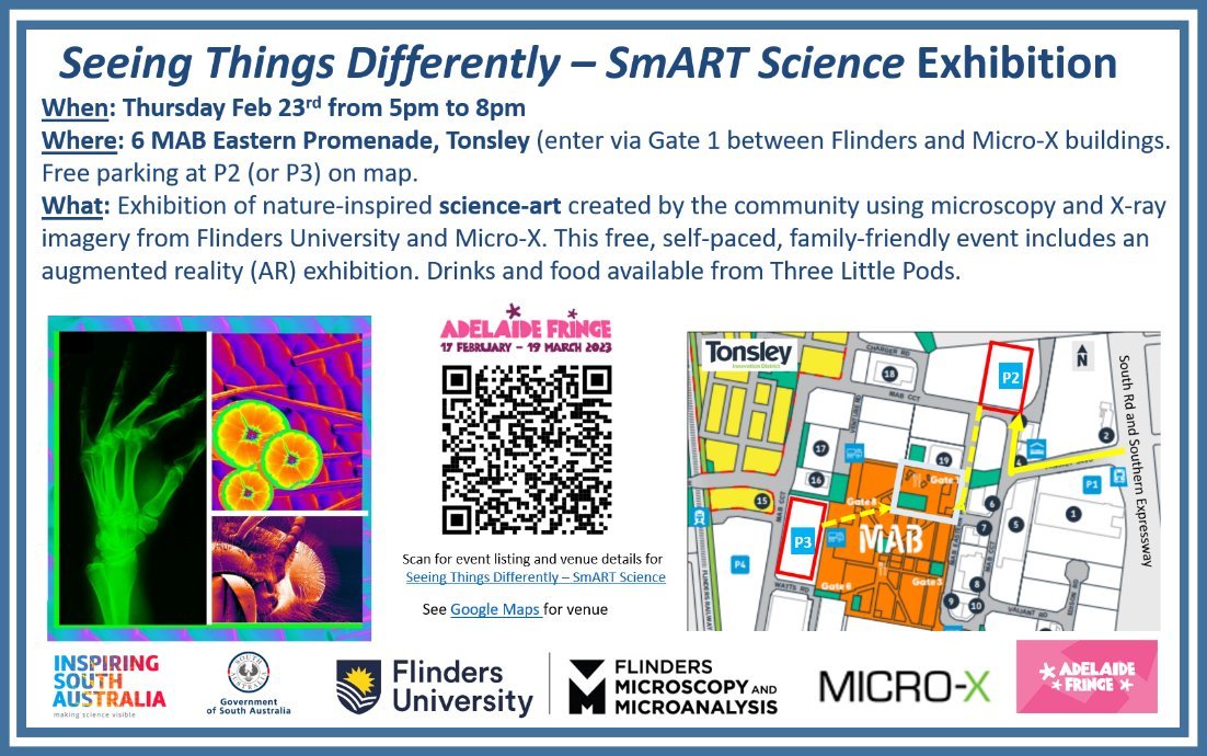 Come and visit the our FREE #AdelaideFringe science-art event tomorrow evening at the Tonsley Innovation District 5 - 8 pm! #RACI #AR #ScienceArt #RADelaide
Scan the QR code for more info.
