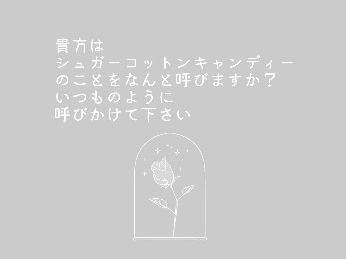 「シュガーさん」
(クリュティエはシュガーがファーストネームでコットンキャンディーはミドルネームだと想っています)