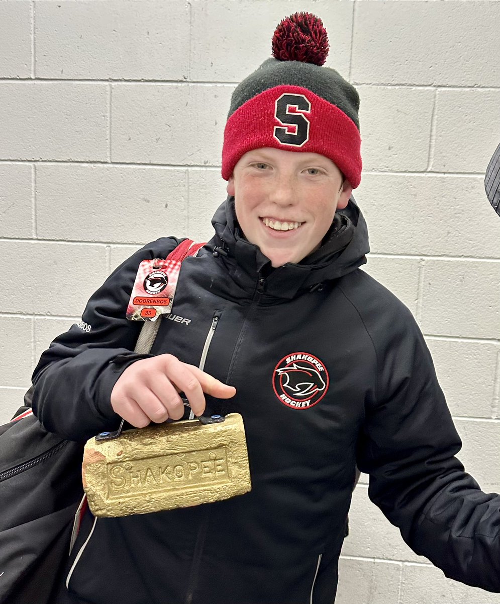 Taking home the BRICK after a tough loss is our lone goal scorer of the night, Max. He hustled up and down the ice and used his size to upset the Hornets game with good puck protection and poke checks.