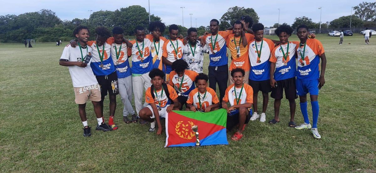 MCCGoldCoast's tweet photo. In a tough game, our boys from the Eritrean soccer team, Red Sea ⚽️made it through until the semi-finals of the James Cup tournament. They finished in 3rd place and took home the ‘Best Team’ award and winning the ‘Coach of the Tournament’ recognition https://t.co/ByqZxYH9TV https://t.co/oLLPBav6zX