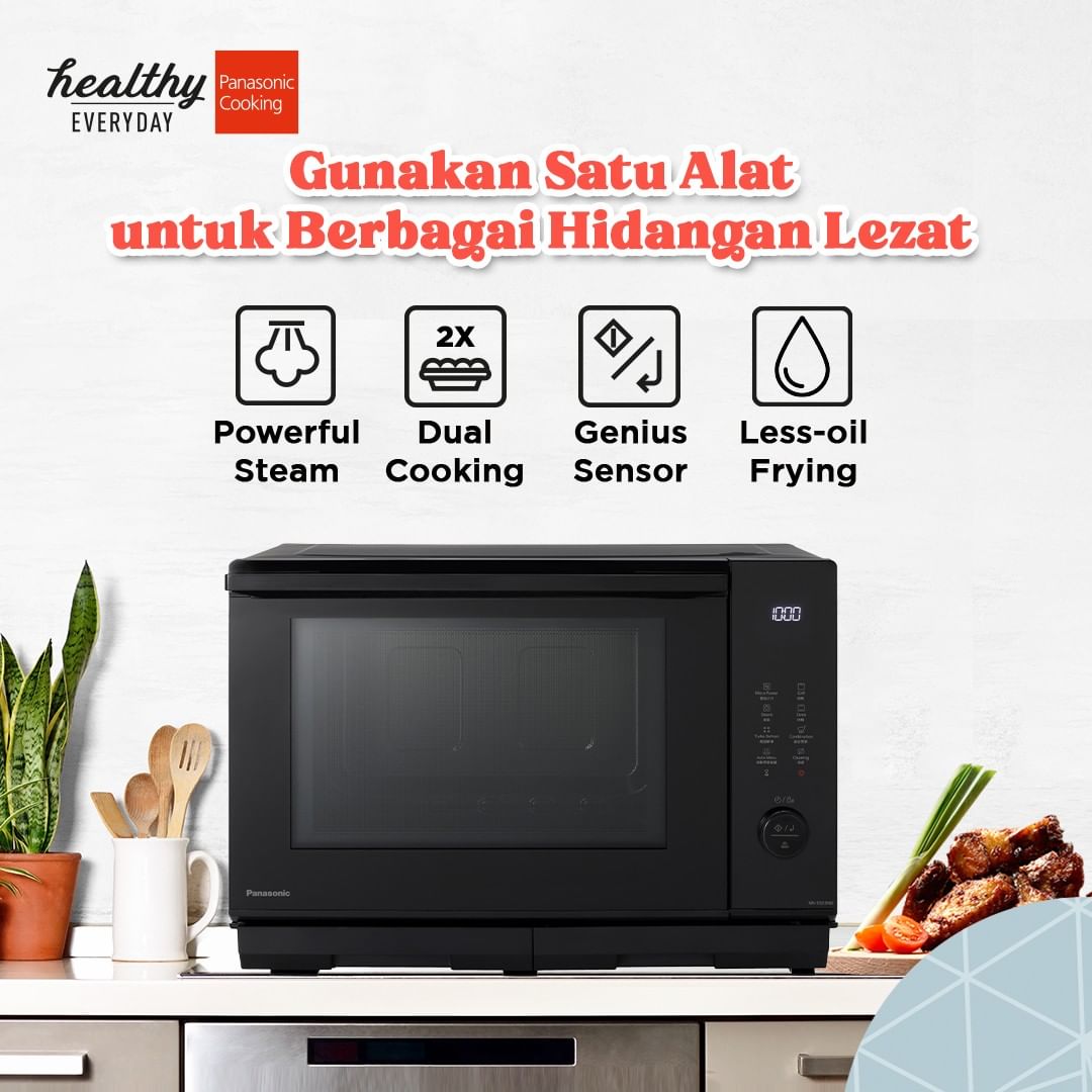 IDPanasonic's tweet photo. Mau masak mudah dan cepat? Microwave ini jawabannya, Moms! Cus swipe ke kiri dan lihat semua keunggulan dari Panasonic Steam Convection Microwave Oven NN-DS59NBTTE

#PanasonicCooking #PanasonicCookingID #CookForSmile #PanasonicAja #MasakPakaiPanasonic #HealthyEveryday https://t.co/VDLZrI1Zj6