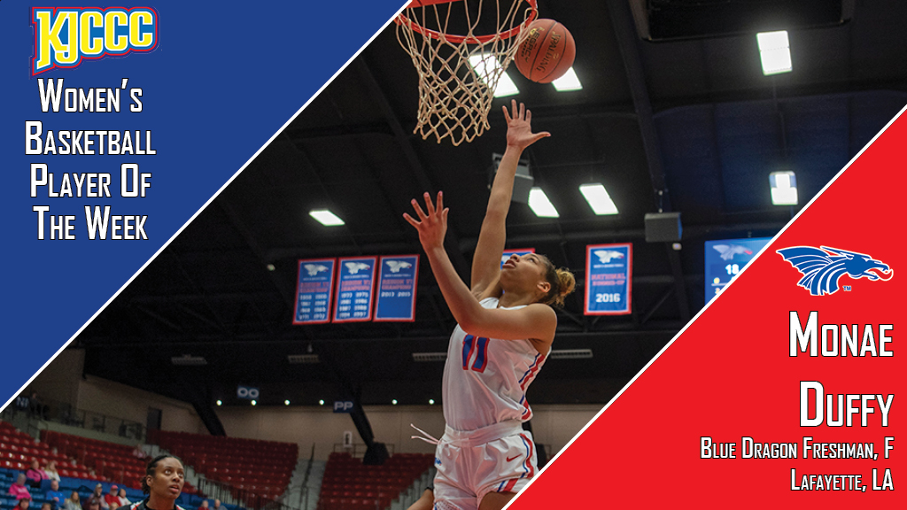 bluedragonsport's tweet image. Congratulations to Blue Dragon freshman forward Monae Duffy, this week's KJCCC Division I women's basketball Player of the Week.

#BreatheFire
