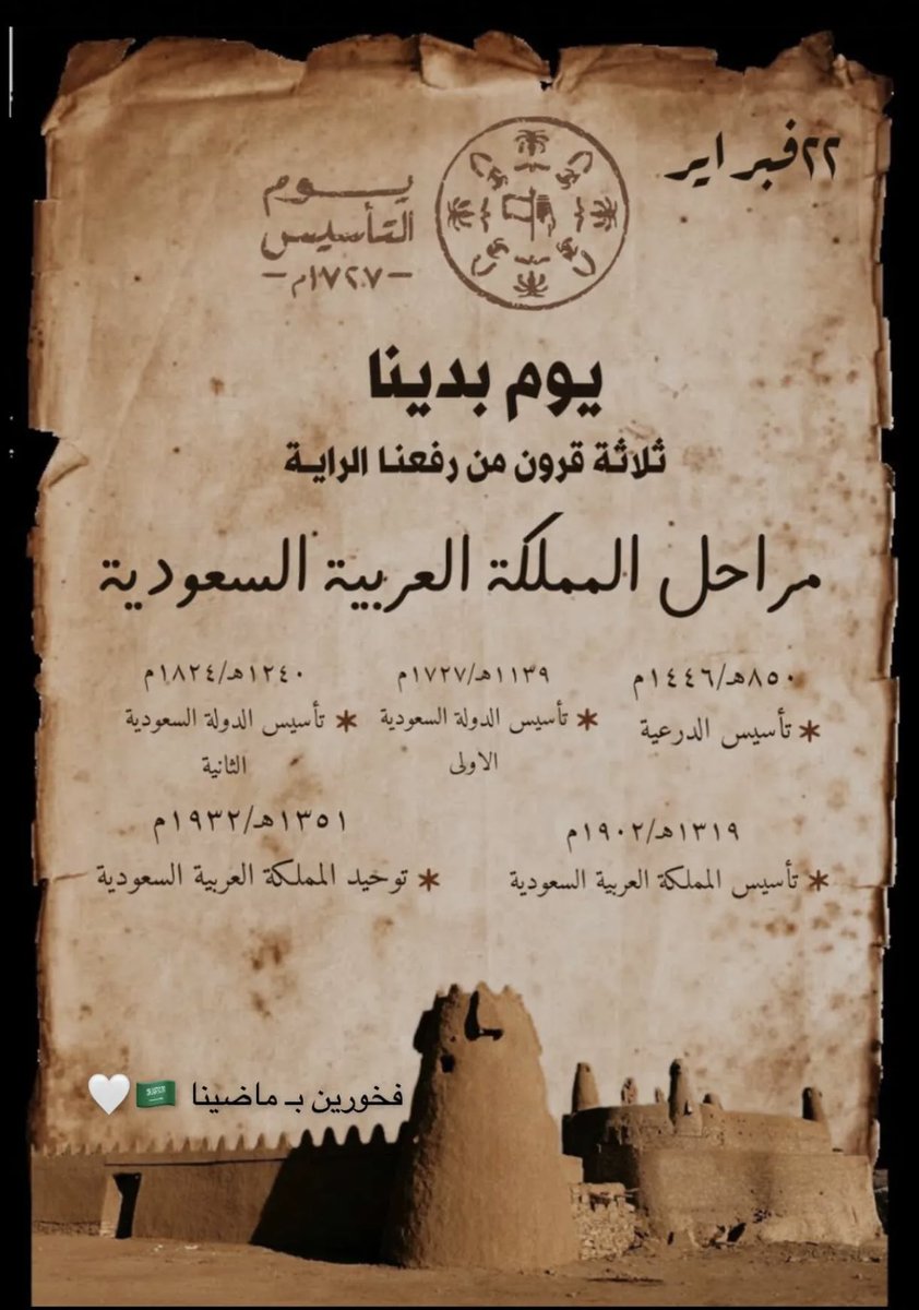 N2NT305's tweet photo. يوم التأسيس هو يوم أحدث نقطة تحول في العالم .. 
يوم فاصل بين الحق والباطل 
يوم تلاحم ووحده لكافة أطياف سكان شبه الجزيرة العربية . تحت قيادة حكيمة من عهد الملك المؤسس إلى عهد الملك سلمان بن عبدالعزيز حفظه الله ..

عاشت بلادي فخراً للمسلمين 💚

#يوم_التأسيس https://t.co/Ssj1AwH78n
