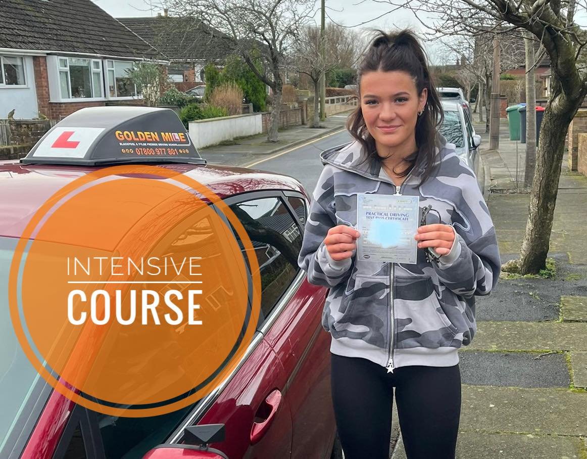 GoldenMileDrive's tweet photo. INTENSIVE COURSE - PASS! 
Congratulations to Ellie, Completed a 2 day crash course and passed first time. 
https://t.co/ZZzyKpsZ8g
#crashcourse #intensivecourse #blackpool #drivingtest #fasttrackdriving #drivinglicence #driver https://t.co/OiUGVpmXOo