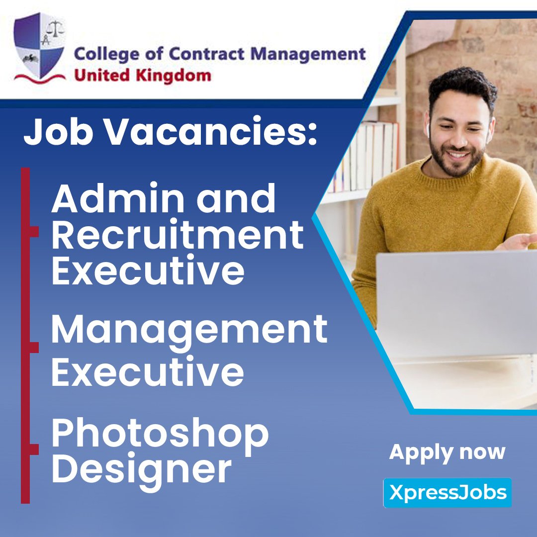 Jobs at College of Contract Management United Kingdom
Details/Apply: xpress.jobs/Organization/9…
.
#XpressJobs #jobs #Vacancy #recruitment #apply #newjob #admin #recruitmentexecutive #managementexecutive #photoshopdesigner #hiring #Applynow