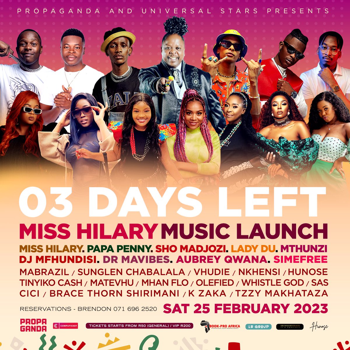 3 days to the Miss Hilary Music Launch. Tap on link below to purchase your ticket. computicket-boxoffice.com/e/miss-hilary-…

<a href="/MthunziSA/">Mthunzi</a> <a href="/QwanaAubrey/">aubreyQwana</a> <a href="/VhudieOfficial/">#MyYokiYoki OUT NOW!</a> <a href="/PapaPennyAhee/">Papa Penny Ahee</a> <a href="/ShoMadjozi/">It’s Sho time</a> @sunglenchabalal <a href="/Matevhu_/">#matevhu</a> <a href="/VhudieOfficial/">#MyYokiYoki OUT NOW!</a> <a href="/Simefree/">Simefree</a> 

#RHOD #khulichana #theleonardo #Casper