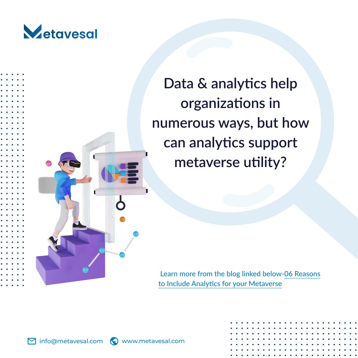 Real_Metavesal's tweet photo. Data &amp; analytics help organization in numerous ways, but how can analytics support metaverse utility? 

Visit: 
https://t.co/pEzggPXUKm

#metavesal #metaversedevelopment #metaverse #metaverseanalytics #metaversetesting https://t.co/enWAdA7Tnp