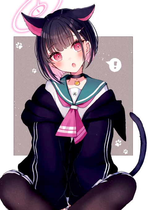 #猫の日 なので尻尾生えちゃったカズサ 22日目#100日チャレンジ #ブルアカ 