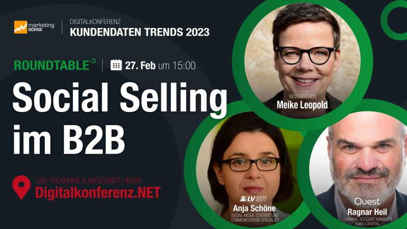 Wie geht Sales in Zeiten von #LinkedIn und Co.? Wie unterscheiden sich #SocialSelling und traditioneller Vertrieb?  Helfen uns #ChatGPT und #SalesNavigator wirklich? Diskussion mit <a href="/Leopom/">Meike Leopold</a> <a href="/SumChi/">Anja Schöne</a>  am 27. Februar um 15 Uhr <a href="/marketingBOERSE/">marketing-BÖRSE</a>. Anmeldung 👉digitalkonferenz.net/roundtable?utm…