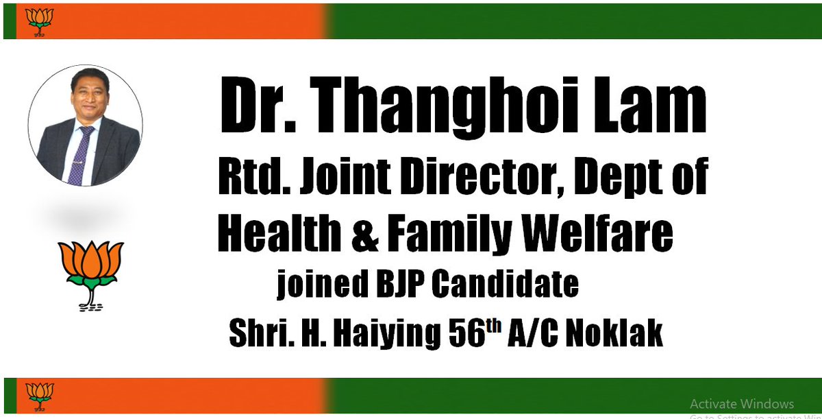 Dr. Thanghoi Lam
Rtd. Joint Director, Dept of  Health &amp; Family Welfare
 from Wonthoi village joined with BJP Candidate
Shri. H. Haiying 56th A/C Noklak.
