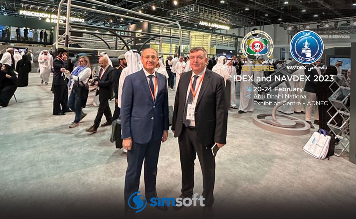 SimsoftOfficial's tweet photo. We are attending #IDEX and #NAVDEX exhibitions, connecting the international #defence and #maritime #securityindustry for 30 years.
📍ADNEC in Abu Dhabi
🗓️ February 20-24, 2023
#Simsoft #Exhibition #AbuDhabi #Simulator #Aerospace #VisualSystems #Gaming #Simulation #Aviation https://t.co/WDt1jWJcFD