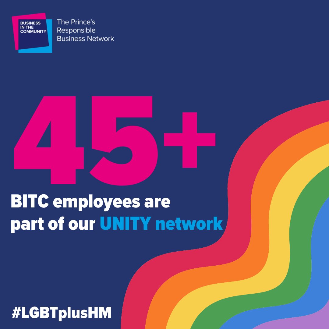 It's #LGBTplusHM. At BITC, employees run our UNITY network that celebrates LGBTQ+ staff, working with HR on inclusion &amp; operating a safe space for staff to be their authentic selves 🌈

Together we can create workplaces where everyone feels included: bitc.org.uk/post_tag/every…