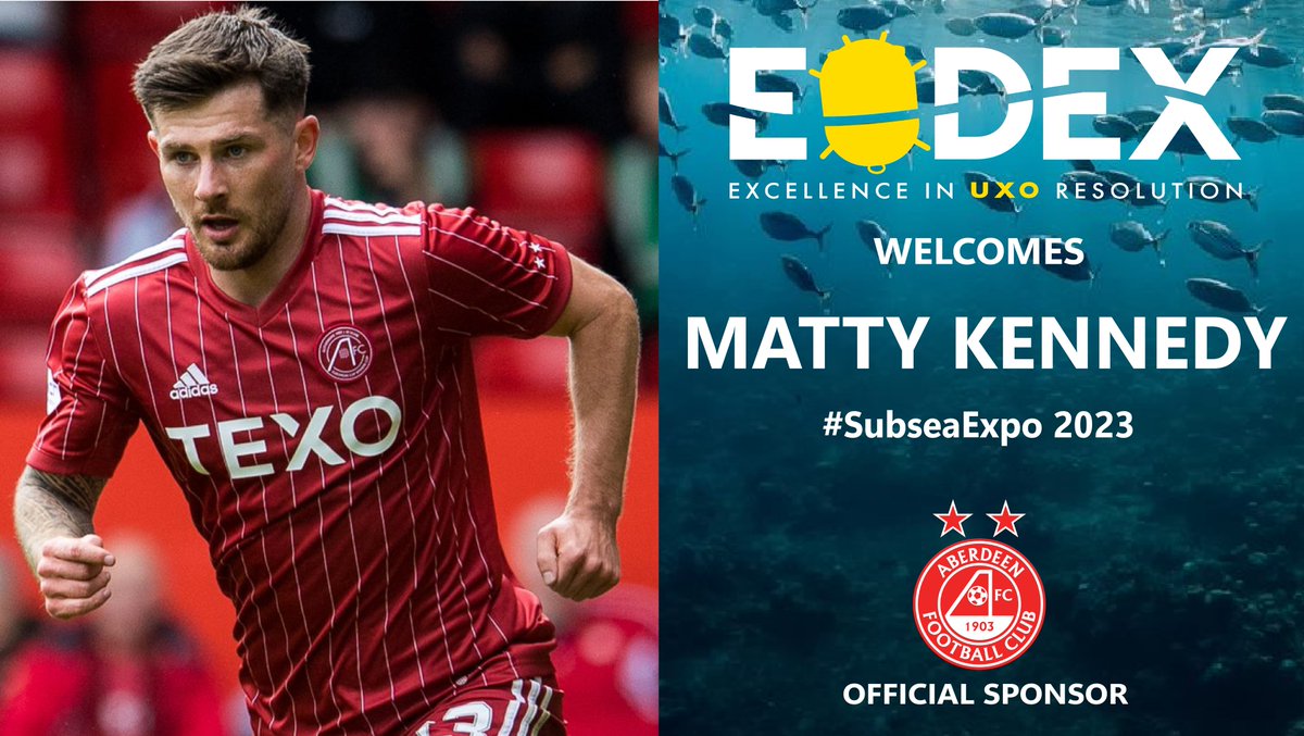 EODEXGROUP's tweet photo. We are delighted to be welcoming a special guest to the @EODEXGROUP stand at #SubseaExpo this afternoon, our sponsored player, @AberdeenFC's Matty Kennedy.

📍 Stand 138, @PandJLive
🕒 15:00, Wednesday 22nd February 2023

#EODEX #MattyKennedy #COYR @GUH_News https://t.co/ajIQa0936r
