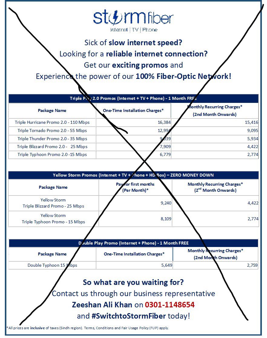 Adil_Jawad's tweet photo. I don't usually use social media to complain about services, but I feel compelled to say that @stormfiber is the worst internet service provider in Karachi. Two to three days every week, we are without internet due to faults. They have the audacity to advertise based on lies. https://t.co/hxWIDpNQ86