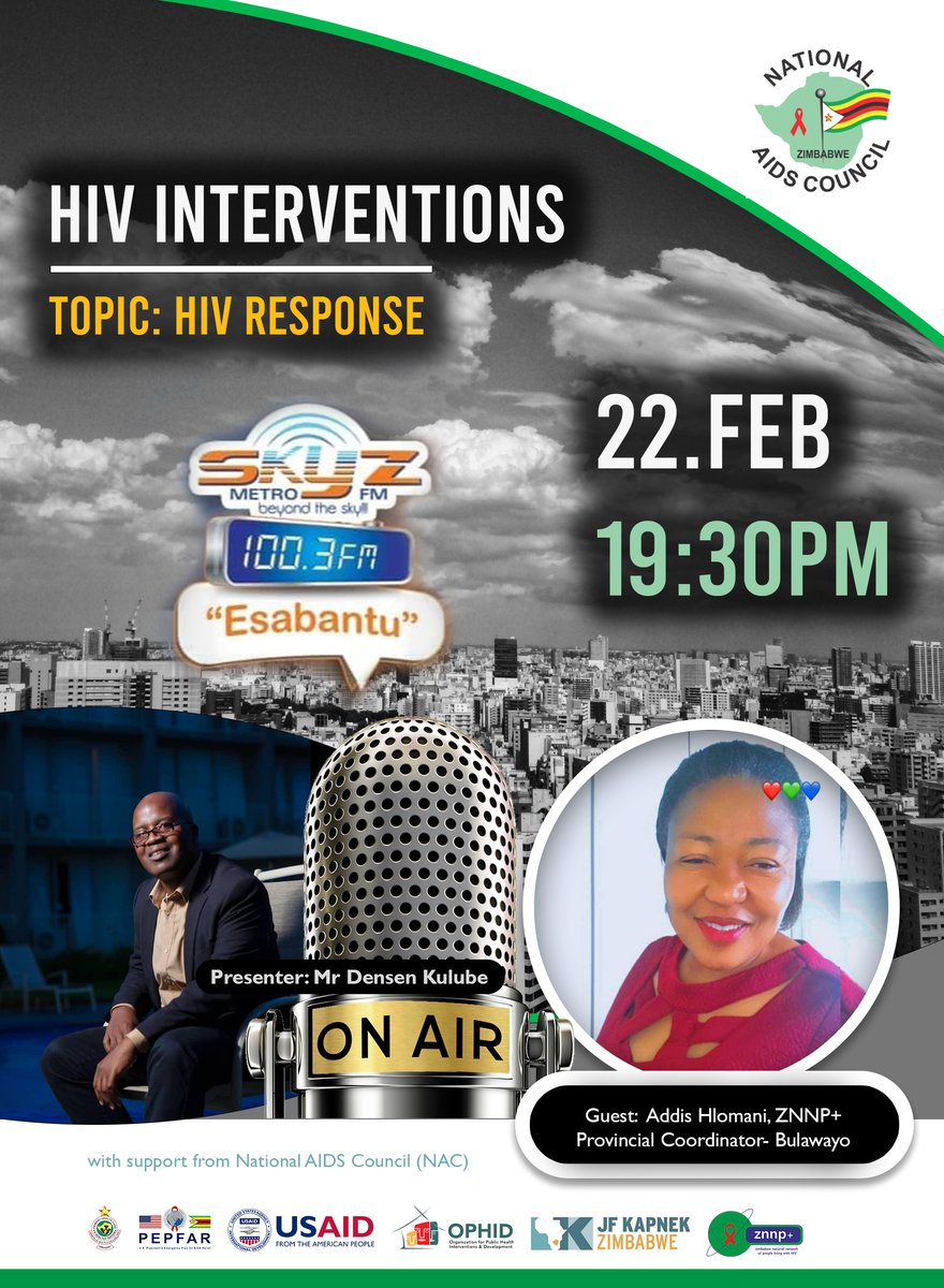 Tonight we go live!, catch us on <a href="/SkyzMetroFM/">Skyz Metro FM</a> at 7:30pm as we discuss #HIV_Response &amp; share #HIV_Services promoted across 15 districts in 4 Provinces of Zimbabwe under our #TASQC project funded by <a href="/PEPFAR/">PEPFAR</a> and <a href="/UsaidZimbabwe/">USAID Zimbabwe</a> with support of <a href="/MoHCCZim/">Ministry of HealthZW</a> <a href="/OPHID_Trust/">OPHID</a> &amp; <a href="/jfkapnekzim/">JF KAPNEK ZIMBABWE</a>