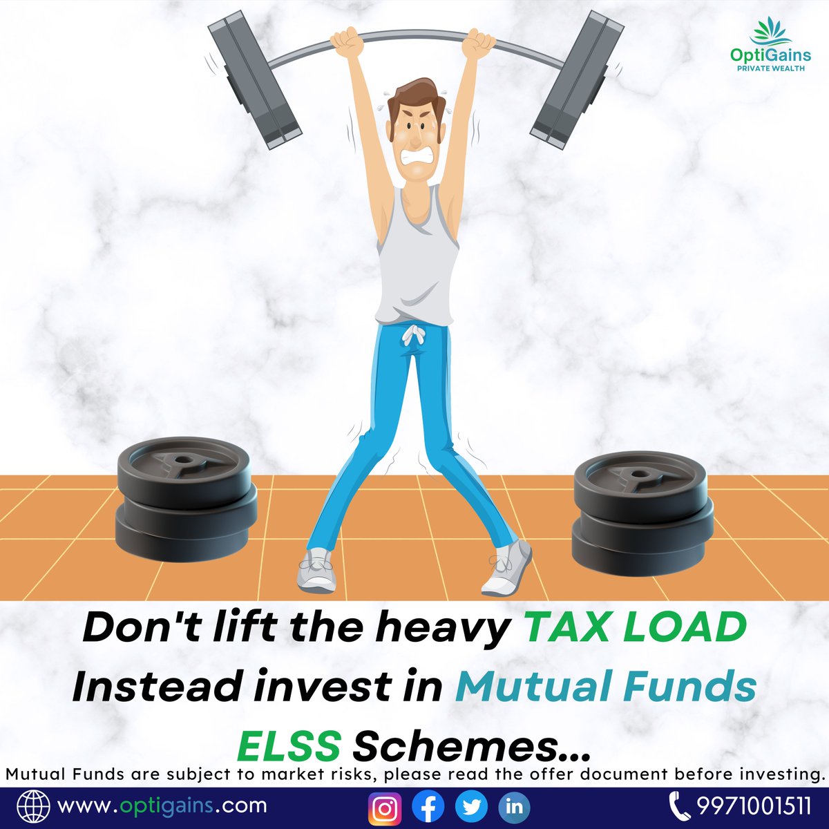 optigains's tweet photo. Don't lift the heavy TAX LOAD
Instead invest in Mutual Funds
ELSS schemes...
Contact us for more information.
Mobile No. :- 9971001511
Email ID :- nitin@optigains.com
Website :- https://t.co/TmefpjWdbA
.
.
.
.
#MutualFunds #investmentopportunity #investing #financialfreedom2023 https://t.co/zgCeDb8RMd