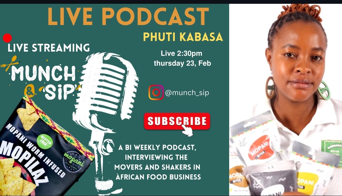 Insectivores!! Tomorrow we will be chatting with @munch_sip Lets talk about the #TheGoodProtein Mopane snacks 

#mopaneworms #edibleinsects #mopaniworms #wednesdaythought #thegoodprotein #mopaniqueens #mopanibites #gatewayfood #marketfood #africandelicacy #indigenousfood