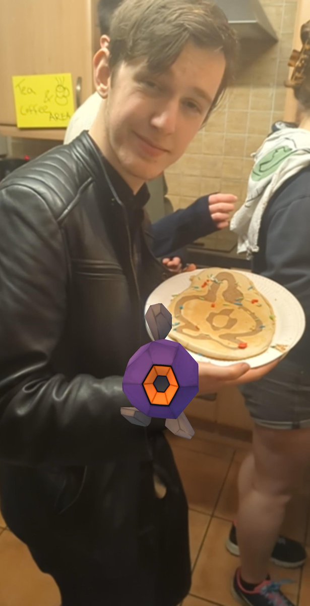 dhorcai75's tweet image. Pokemon pancakes for Shrove Tuesday @Pokemon @PokemonGoApp #castform #roggenrola