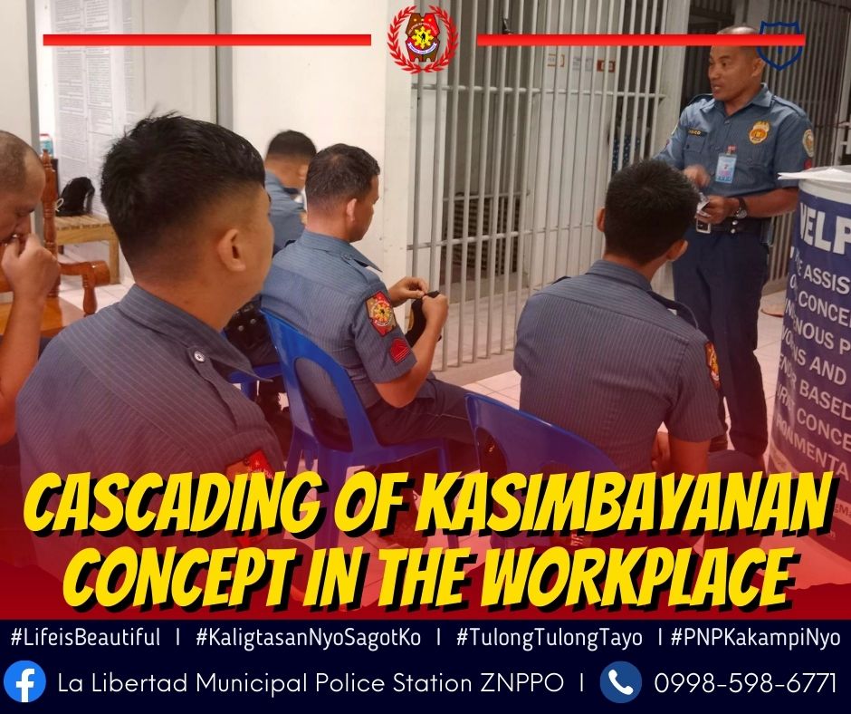 CASCADING OF KASIMBAYANAN CONCEPT IN THE WORKPLACE.
#TeamPNP
#Weserveandprotect
#PNPKakampiMo
#ZNPPO
#PNPPATROLPLAN2030
#lifeisbeautiful
#KaligtasaNyoSagotKo
#TulongTulongTayo
#MMKequalsK