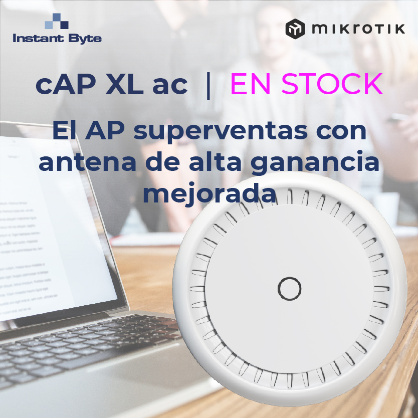 InstantByte's tweet image. cAP XL ac de @mikrotik_com es el discreto AP de techo que ofrece una mayor cobertura gracias a la mejora de su antena de alta ganancia con reflector integrado: bit.ly/3YTkkVU

📲​ comercial@instantbyte.com | 910 84 10 11

#mikrotik #cAPXLac #wireless #internet #wifi