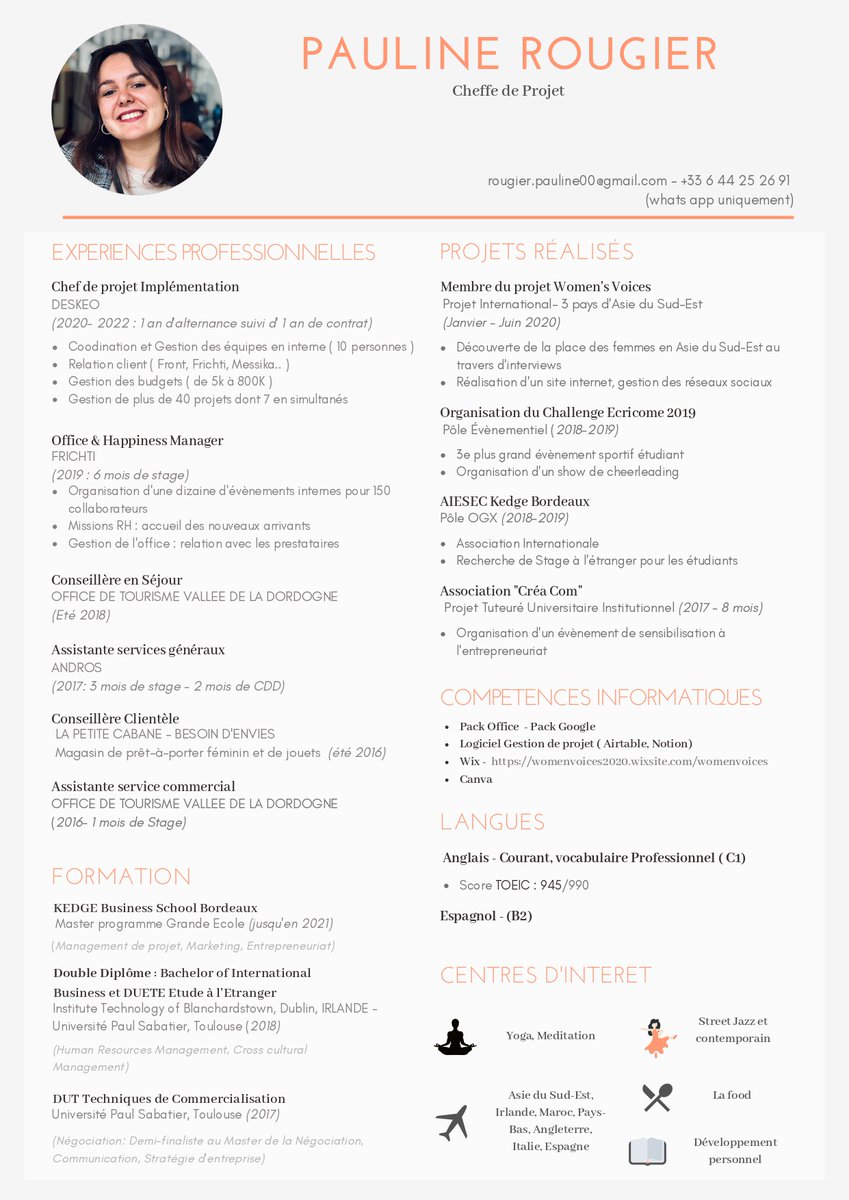 WoodsDolls's tweet photo. J'ai retrouvé ma CB les frérôts ! 🤑
Et pour donner de la force Pauline, la jeune demoiselle qui l'a récupéré, je vous publie son CV.
👉 Elle cherche un job en remote - des prétentions salariales modestes et un bon background en gestion de projets.
#RTApprécies #KarmaIsGood https://t.co/eaA83BjCjW