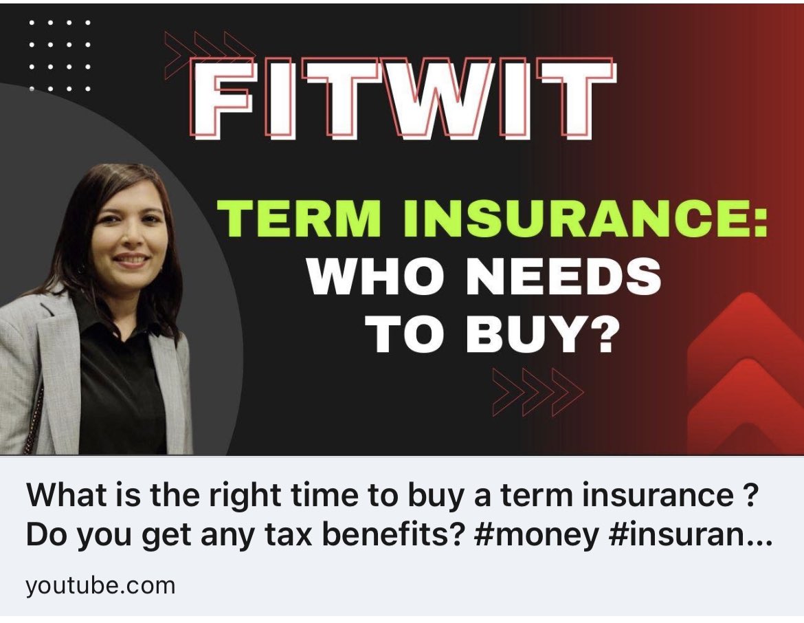namsing83's tweet photo. In this week’s Episode of Fitwit we talk about various nuances of the simplest and the purest form of Life Insurance - Term Insurance. It has the lowest premium compared to all other life insurance products.
https://t.co/qSxYqtXYUL via @YouTube https://t.co/gvKJA8Wol6