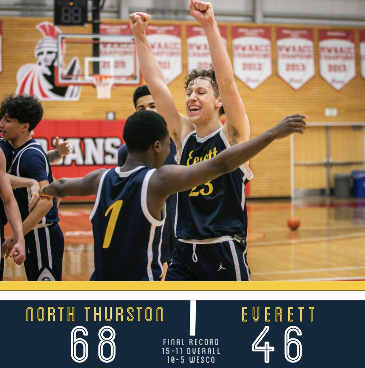 Everett Seagulls Boys Basketball (@seagullhoops) on Twitter photo Struggled w/the length of North Thurston, & the game got away from us.
Lots of tears & hugs afterwards as our journey ends. But the brotherhood will always be ours. What a ride!
We thank our community for your support 💙💛📈#UnitedAsOne #TheSeagullWay
📸 <a href="/HeraldNetPreps/">Herald Preps Sports</a> Struggled w/the length of North Thurston, & the game got away from us.
Lots of tears & hugs afterwards as our journey ends. But the brotherhood will always be ours. What a ride!
We thank our community for your support 💙💛📈#UnitedAsOne #TheSeagullWay
📸 <a href="/HeraldNetPreps/">Herald Preps Sports</a>