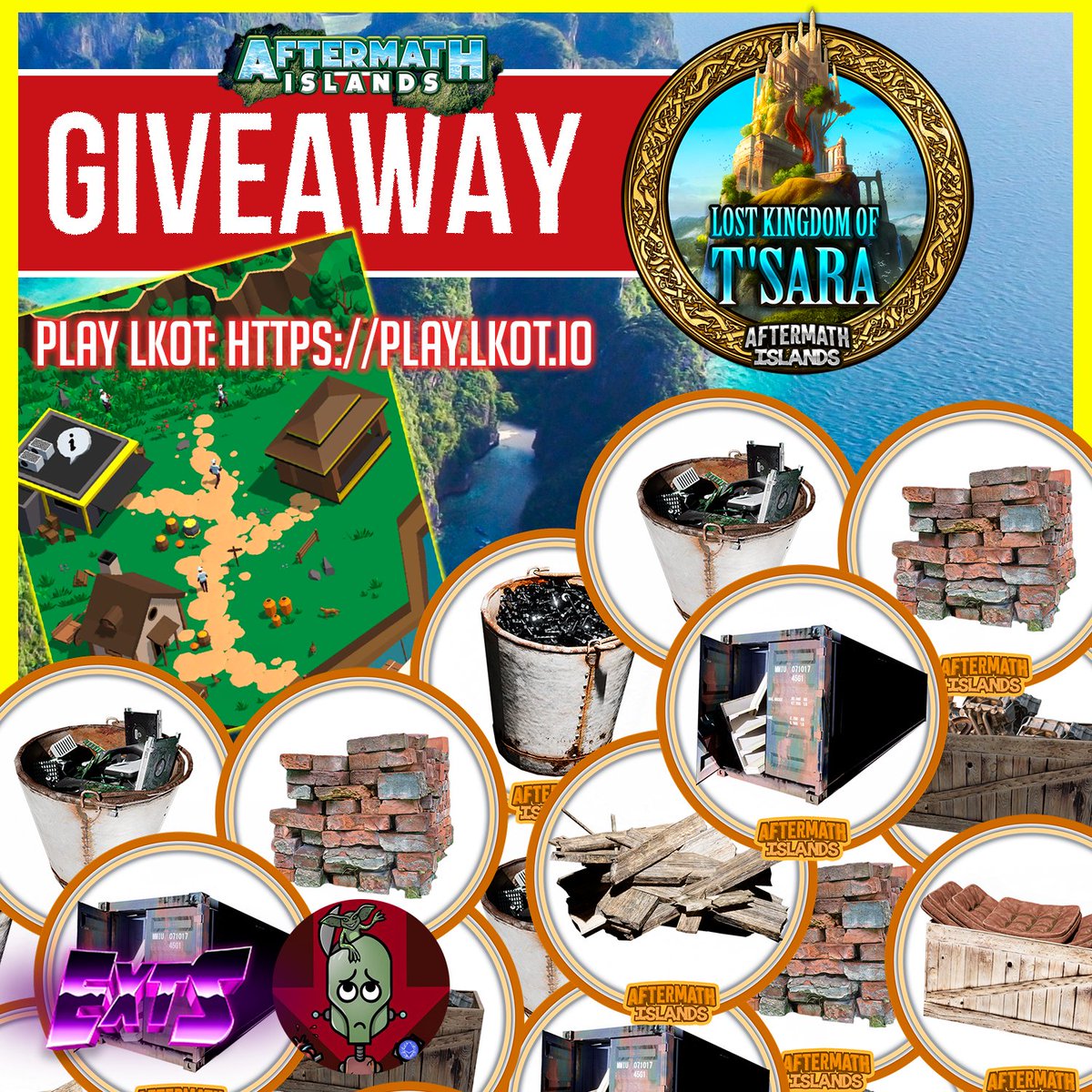 LKoT Big Giveaway!! 72Hs!!

10 Winners!!🏆
1 LKoT Resource NFT!!🧱

✅Like + RT + Tag 2F
✅Follow <a href="/AftermathIsland/">Aftermath Islands</a>, <a href="/AlcieToo/">Alcie</a> &amp; <a href="/ExtraTutos/">ExtraTutos 👑</a>
✅📺👍youtu.be/aCNs92VF7o8
✅Leave Your Wax⬇️!

#Giveaways #NFTGiveaway #Giveaway #GiveawayAlert #LKoT #BlockchainGaming #WAXFAM #WAX