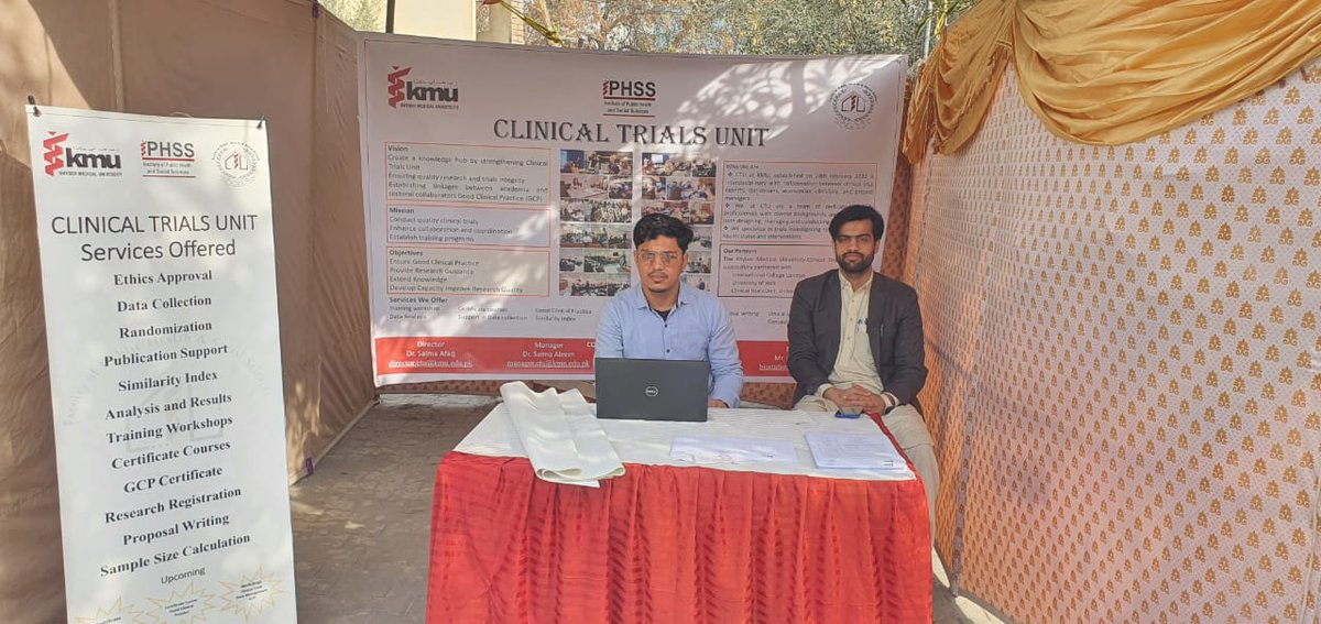 CTU_KMU's tweet photo. Clinical Trials Unit @CTU_KMU, Khyber Medical University, Peshawar @khyber_medical stall at 3rd International Public Health Conference #PHCon23.

#publichealthconference #KMU #Peshawar #Statistics #Epidemiology #DataAnalysis #Randomisation #STATA #R #Trials #Support https://t.co/3wqVKiQMEg