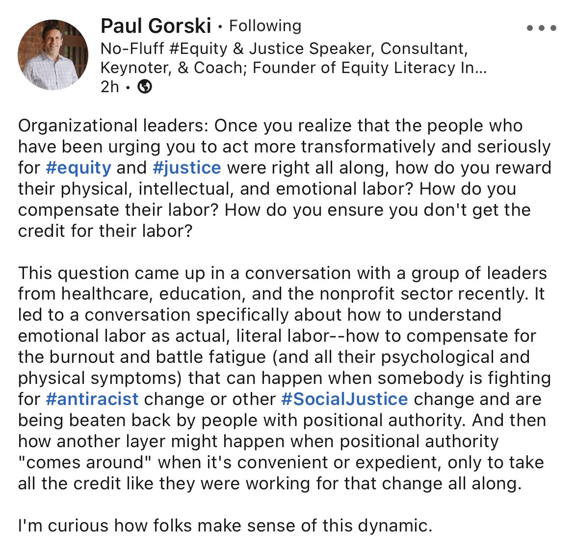 <a href="/EquityLiteracy/">Paul Gorski | Equity Literacy Institute</a> invites us to make sense of this dynamic, something international school leaders need to seriously reflect upon. #intlELOC <a href="/GlobalKdsl/">KDSLGlobal and AIELOC</a>