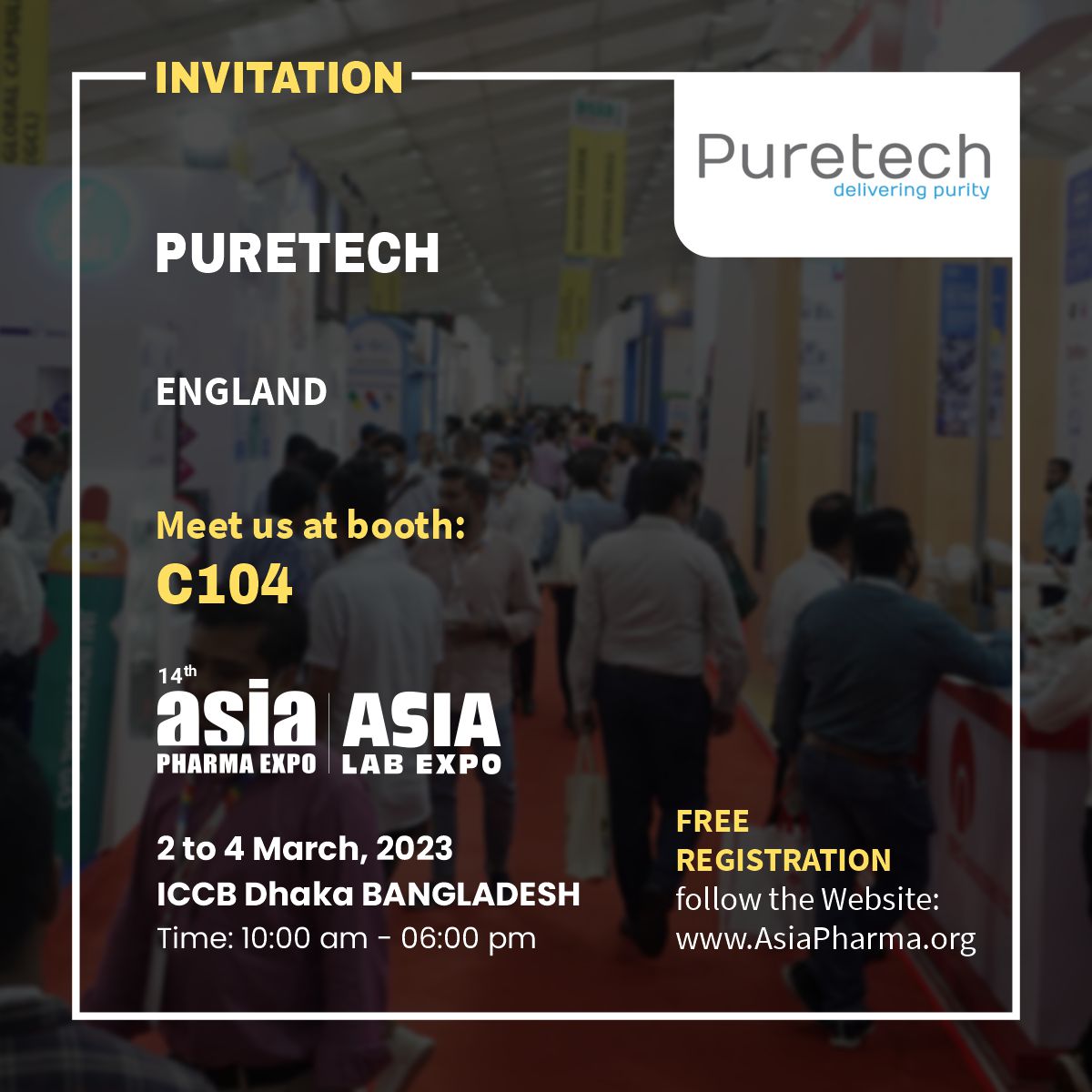 p_asiapharma's tweet photo. Meet us @ Puretech
14th ASIA PHARMA EXPO 2023
ASIA LAB EXPO 2023
Dhaka BANGLADESH
March 2 to 4, 2023
Register to get your free pass!
https://t.co/jU9FPHdRzU
#AsiaPharmaExpo2023 #AsiaPharmaExpo #AsiaPharma #AsiaLabExpo #PharmaExpo2023 #Pharma #Bangladesh #Dhaka https://t.co/JItwN8Tt0F