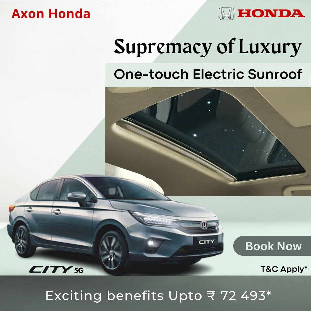 Rise above the rest in style with the Honda City and its one-touch electric sunroof! Book Now
#AxonHonda #HondaCity #InnovativeDriving #honda #hondaindia #hondacarsindia #delhincr #newdelhi #delhi #newcar #drivehappy #25yearsofhondacity #25thanniversary #supremacy