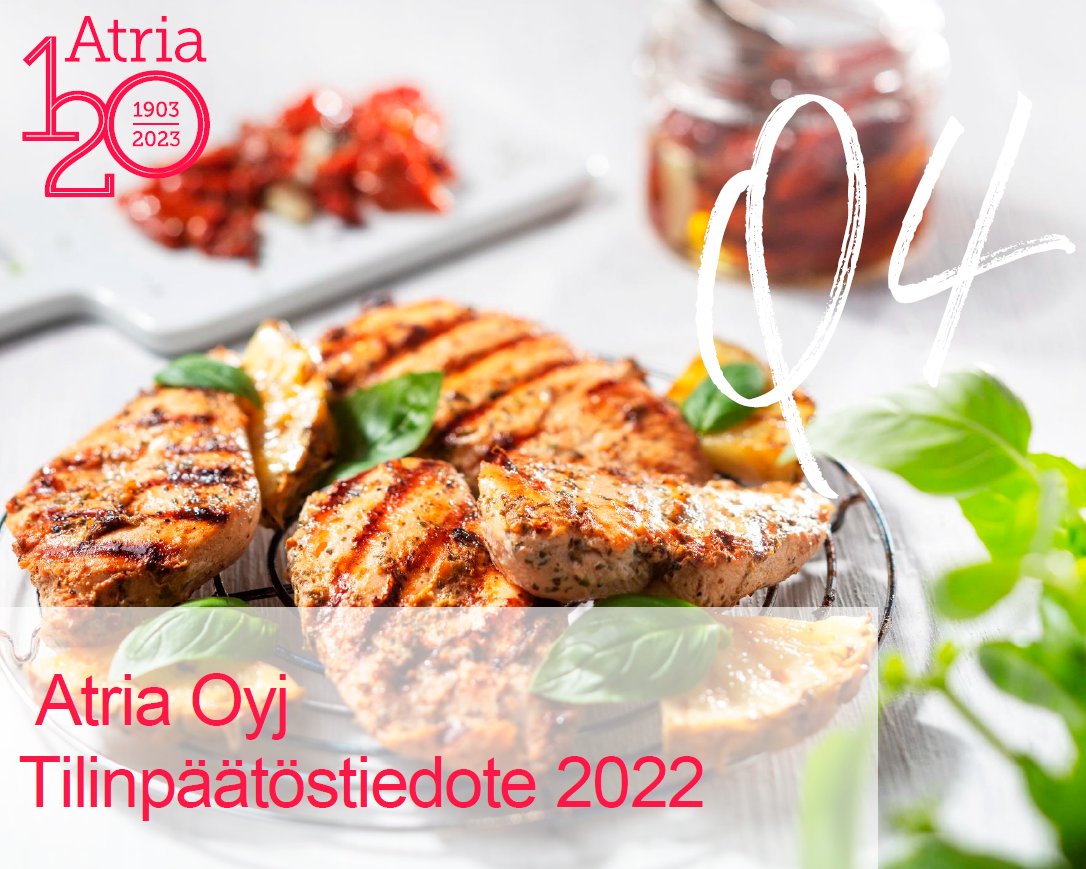 Atrian tilinpäätöstiedote 2022: Atrialla vahva kasvu ja vakaa tuloskehitys. Lue lisää: bit.ly/3EpXJIs  #Atria2022