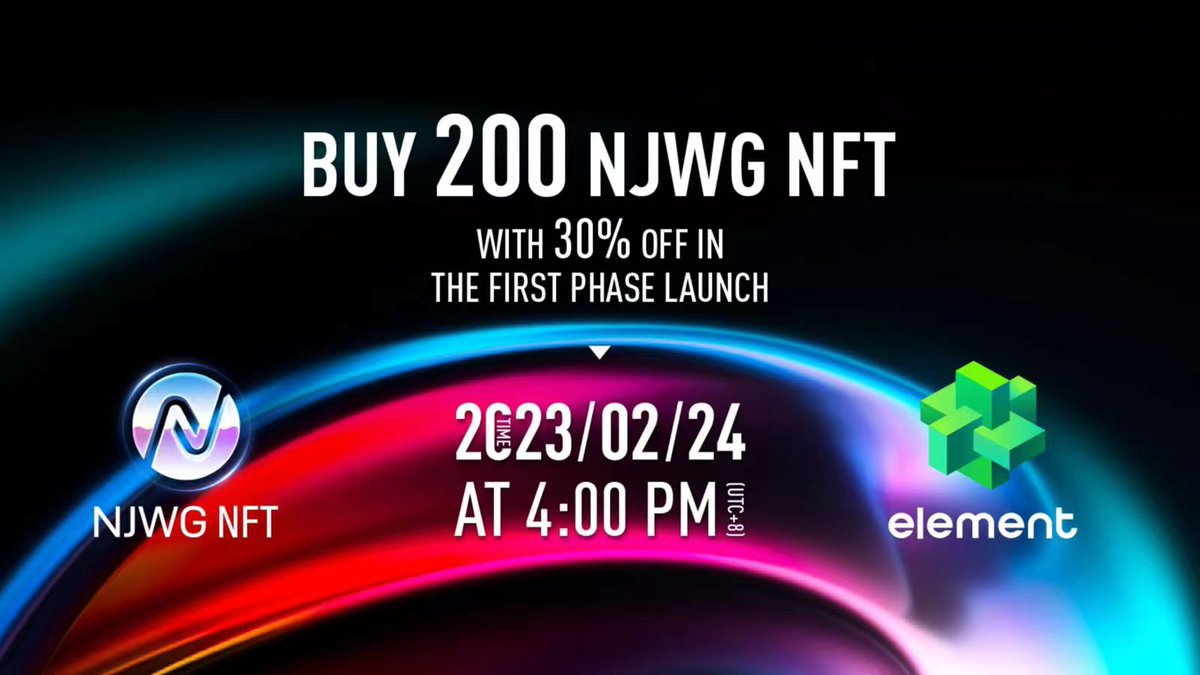 Element_Market's tweet photo. 😎GVG NFT #NJWGNFT will launch on @Element_Market at 4:00 pm on February 24th (UTC+8).

The first batch of 200 NFTs can enjoy a 30% discount. #NJWGNFT is a #Gamefi + #AIGC track NFT jointly launched by @Ninja_MetaV and #NJWC.

👉Link: https://t.co/T6Eqilw05N https://t.co/U8ulBJKlSK