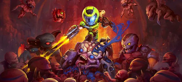 IGNJapan's tweet photo. 「DOOM」が原作の見下ろし視点シューター『Mighty DOOM』が3月21日に配信へ。ミニスレイヤーとなってデーモンと戦う https://t.co/MUe8LK1D54 https://t.co/0HDpEPKC6V