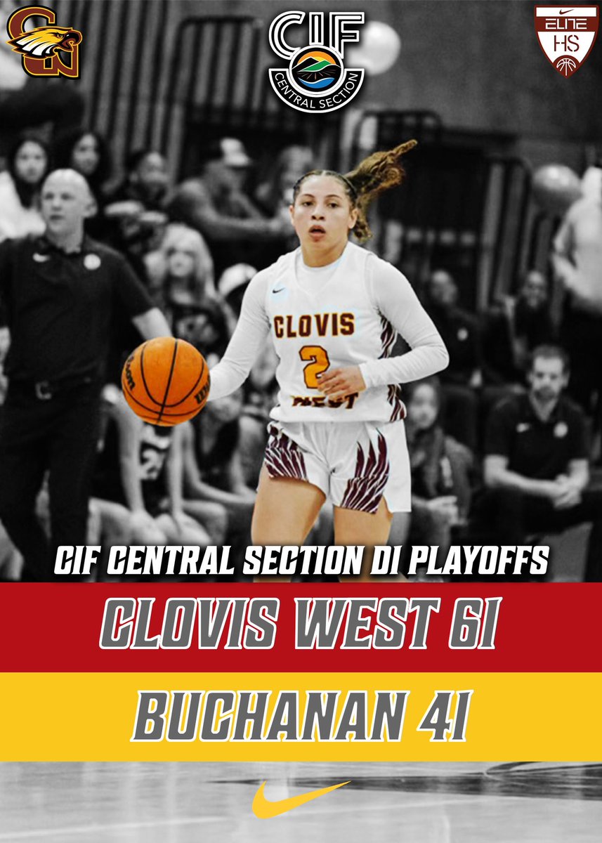 CWGirlsBball's tweet photo. CIF Central Section D1 Semi-Final
CW 61 Buchanan 41
Your Golden Eagles have punched their ticket to their 11th straight Valley Championship game!
Varsity improves to 29-1 on the year!
See you Saturday night at Selland Arena!
#RoadToSelland
#ElevenWouldBeHeaven https://t.co/eDqWgJfnr9
