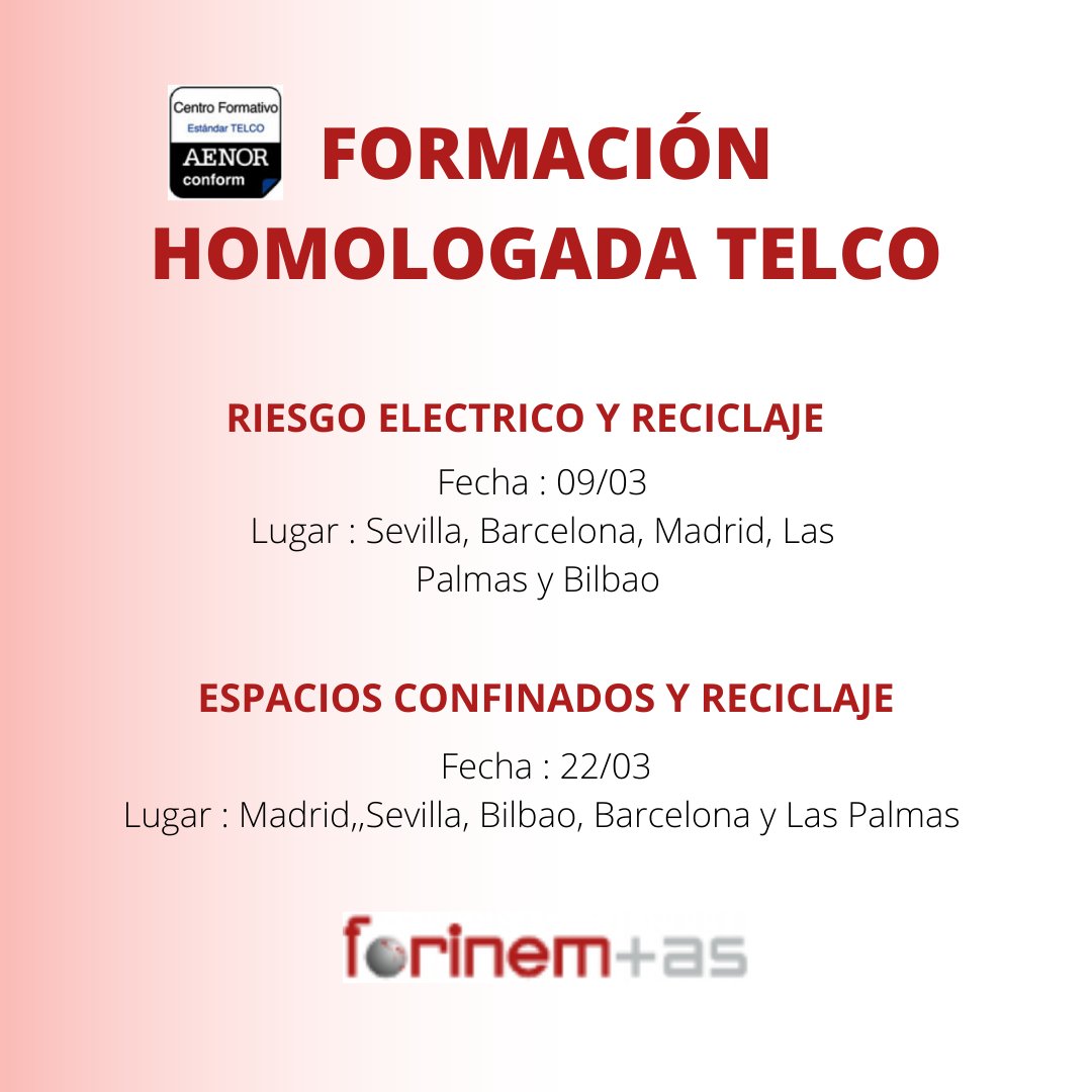 FORINEMAS's tweet photo. Nuestra oferta formativa para el mes de MARZO en TELCO
Necesitas más información sobre nuestros cursos, LLAMÁNOS
📞 954 185 076
O si lo prefieres mándanos un mail
✉ info@forinemas.com
Dale a Me gusta , compártelo o guárdalo
#telco #formacióntelco https://t.co/8fYuRliZoc