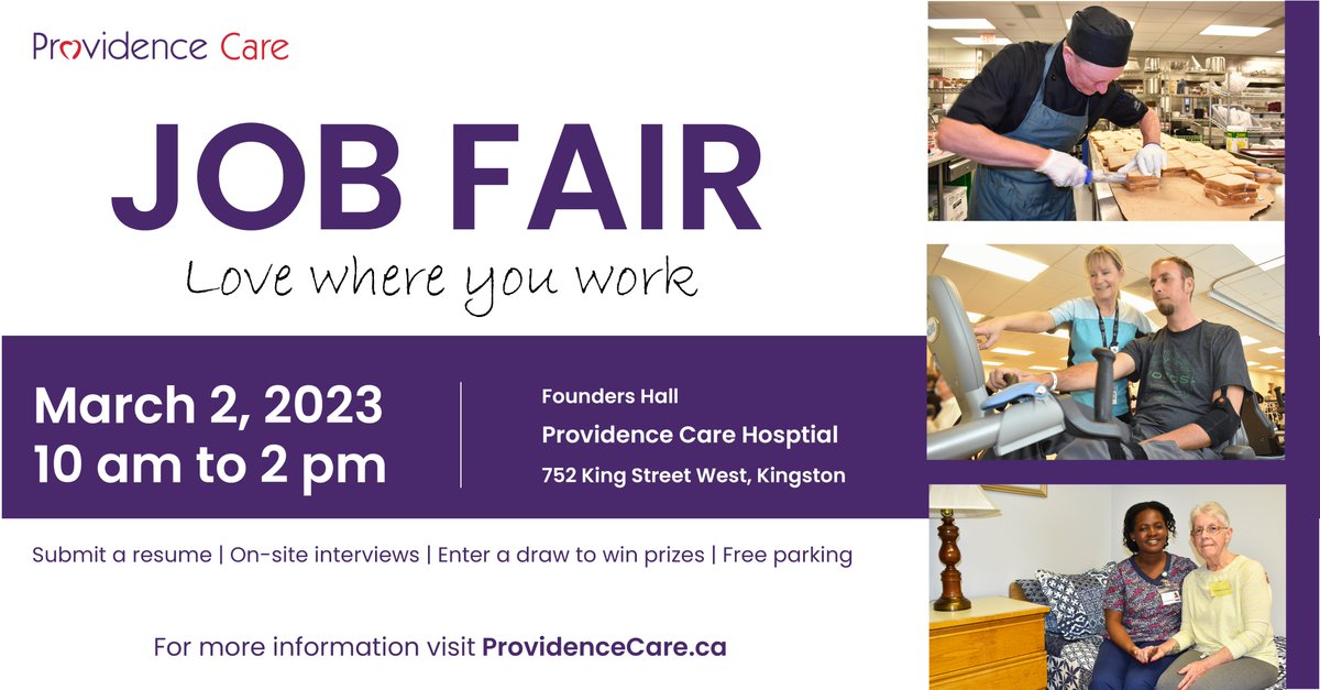 test Twitter Media - Are you looking for a new job? Providence Care has openings for clinical and support staff as well as students and volunteers. Come to our job fair to learn more about opportunities with Providence Care.

For more information visit https://t.co/M7ERwjtVZu

#job #joinourteam https://t.co/B1PeJJJ8zA