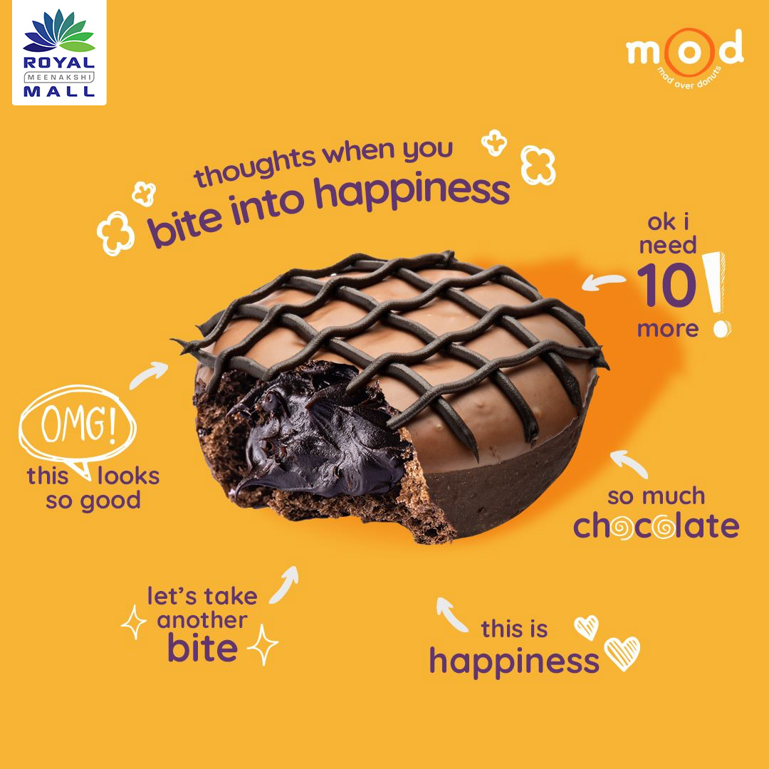 Tell us how you feel when you first #BiteIntoHappiness in one word!
Visit Mad Over Donuts at Royal Meenakshi Mall…
#RoyalMeenakshimall #iluvrmm #shopping #sanitizedmall #bestmall #safetovisit #mallstaffsvaccinated #staysafe #favouritemall #stayhealthy #madoverdonuts