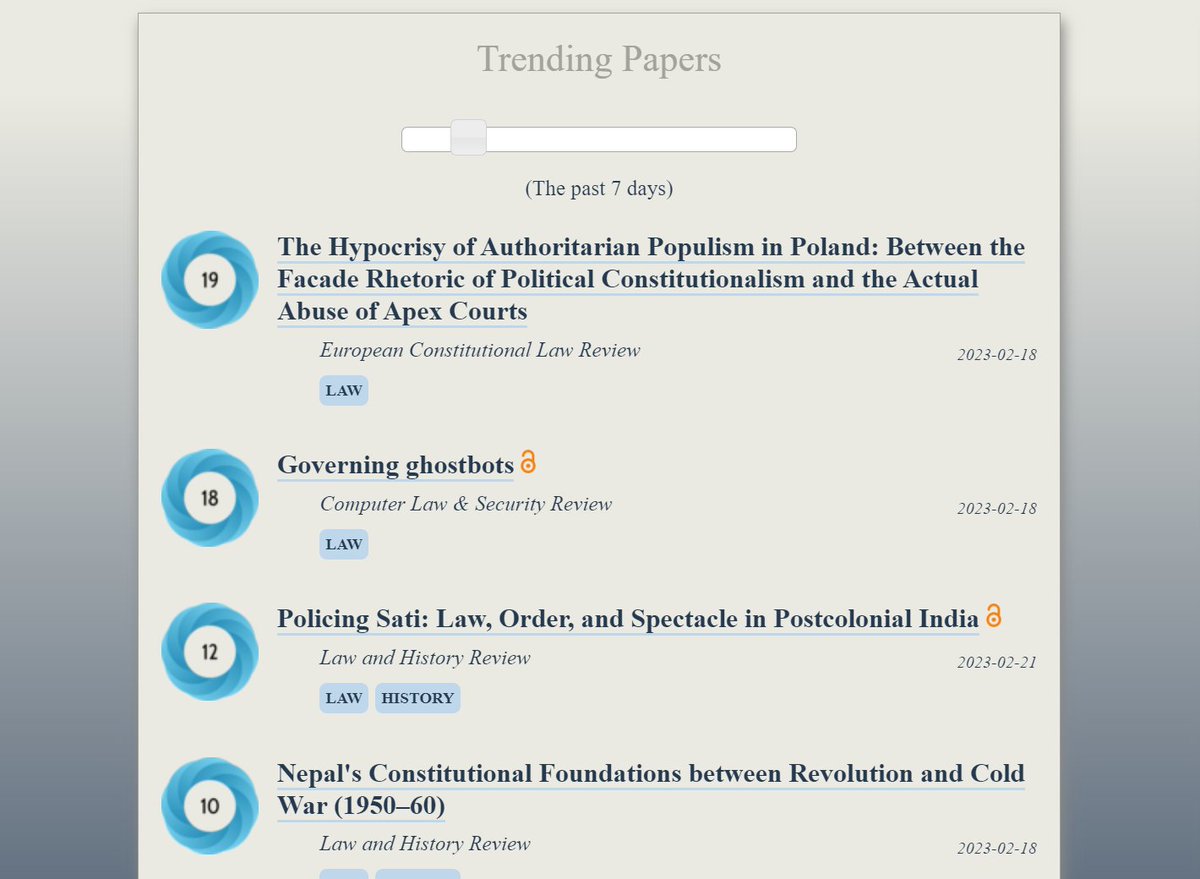 ObserveIR's tweet photo. Trending in #Law:
https://t.co/LnNo30Ip9q
1) The Hypocrisy of Authoritarian Populism in Poland (@Eu_Const)
2) Governing Ghostbots (@CompLawSecRev)
3) Law, Order & Spectacle in Postcolonial India (@history_law)
4) Nepal's Constitutional Foundations, 1950–60 (@history_law) https://t.co/cteEENer6V