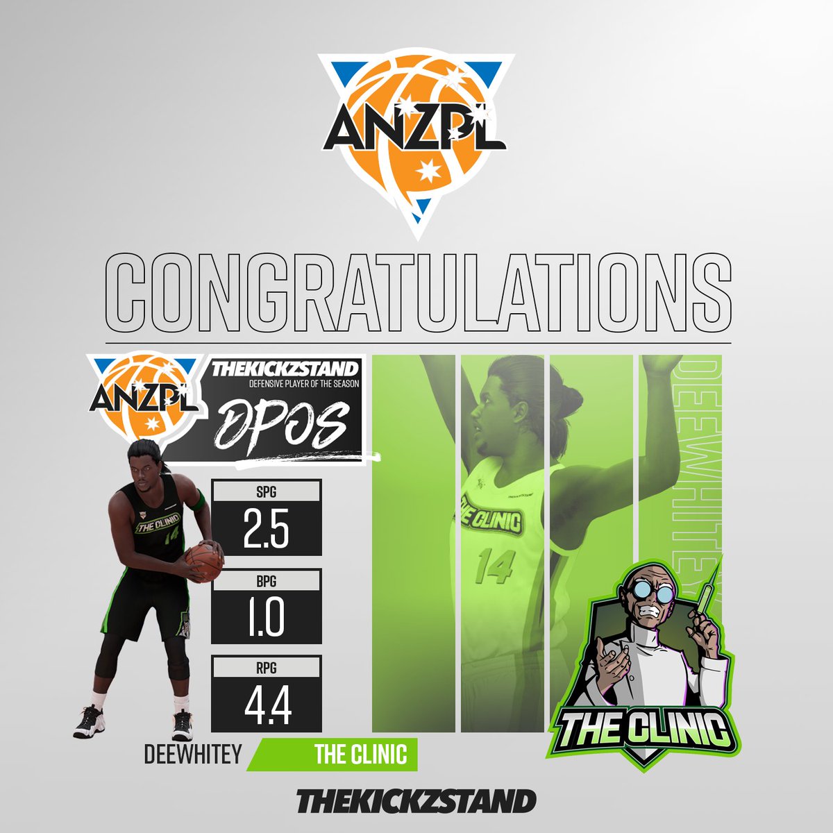 .<a href="/ANZPL2K/">ANZPL</a> Defensive Player of the Season

Congratulations to <a href="/Deewhitey_/">Whitey</a>  
 
Winner of $200AUD cash and a Prize Pack from <a href="/TheKickzStand/">The Kickz Stand</a> 

#ANZPL2K
#TheKickzStand