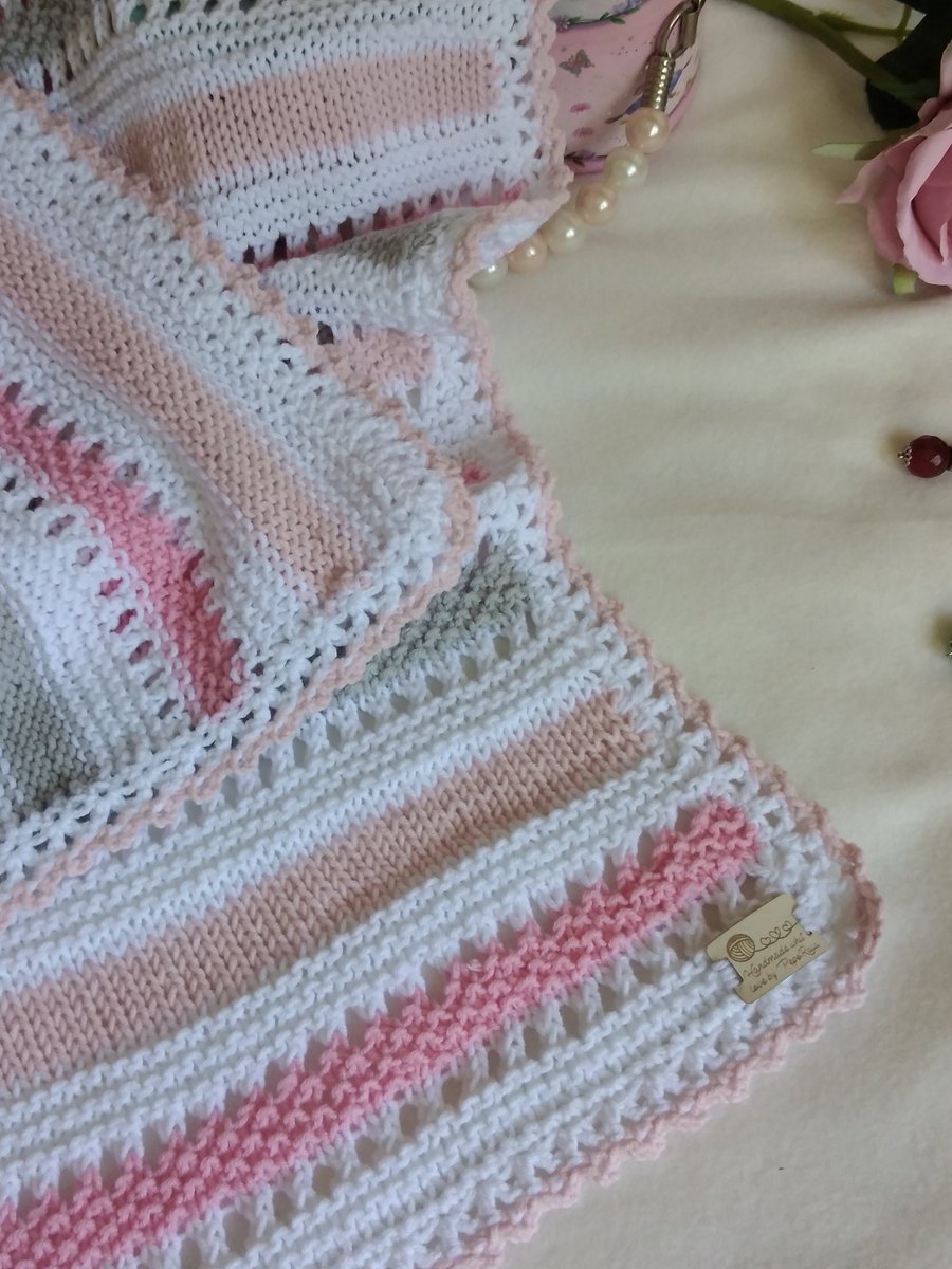 Hand knitted baby blanket, Cotton luxury knit blanket, Crib blanket etsy.me/3Sjkx2q #white #cotton #knittedbabyblanket #cottonbabyblanket #wavesknitblanket #receivingblanket #toddlerblanket #cribblanket #cu