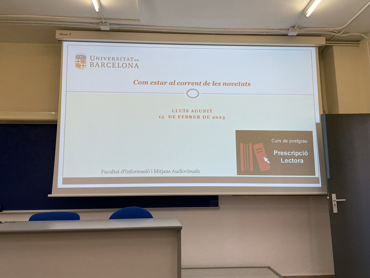 Ester_Callao's tweet image. Com estar al corrent de les novetats que surten al mercat editorial? D’això ens en va parlar abastament el professor @LluisAgusti dimecres passat al postgrau de #prescripciólectora dibuixant un ampli ventall d’eines que ens poden ajudar a triar el fons: interessantíssim i útil!