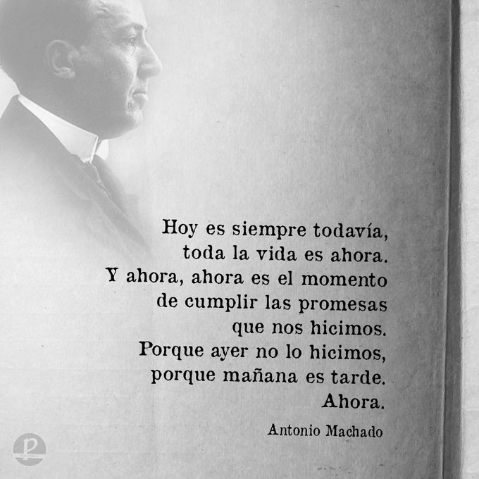 CasaLector's tweet photo. "Hoy es siempre todavía,
toda la vida es ahora"

#TalDíaComoHoy en 1939 muere #AntonioMachado poeta español, uno de los iconos de la #poesía española y miembro de la denominada #Generacióndel98.

#CasaLector #lectura #libros #bibliotecas #librerías #FelizMiércoles
📸 @PRedondas https://t.co/vViIHKvQqY