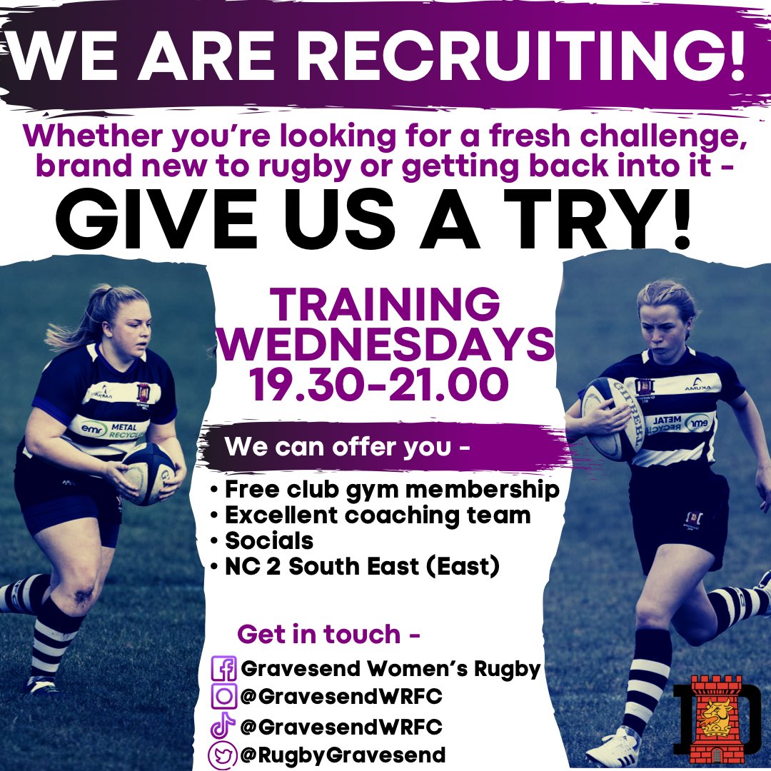 💜💜 💜TRAINING TONIGHT!!💜💜💜 We have a group of women that are brand new to rugby trying out our training session tonight 🏉 Fancy joining them? 📸 @Alisonp06 #gravesendgremlins #NC2SOUTHEAST #kentrugby #womensrugbykent #womensrugby #womensrugbyteam #womeninrugby #loverugby